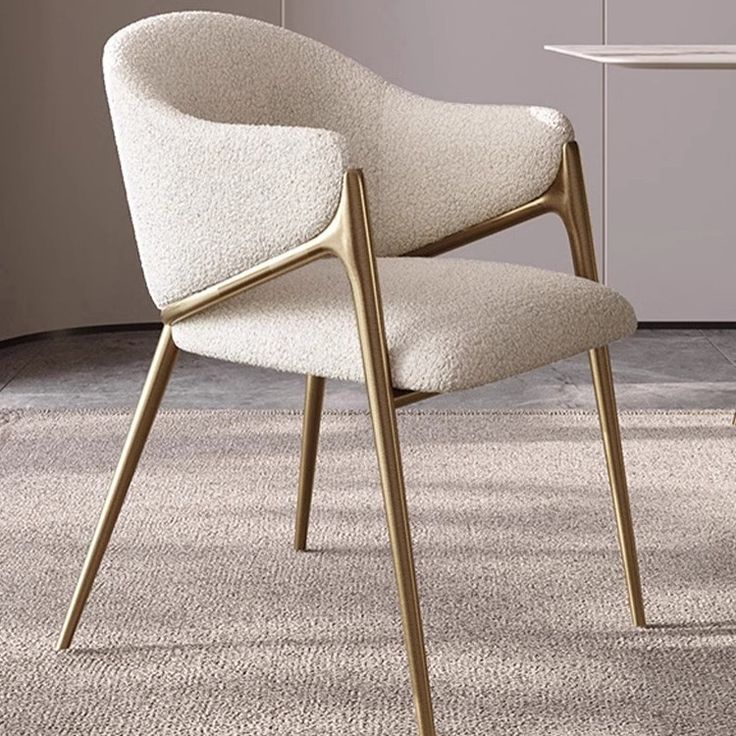 European Style Dinning Room Furniture Cafe Modern Luxury Kitchen Chairs Stainless Steel Boucle