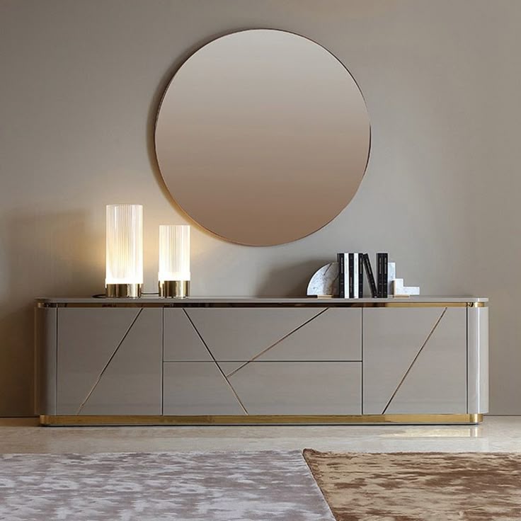Janice Gray TV Stand with Drawer & Shelves Gold Media Console Up to 100_